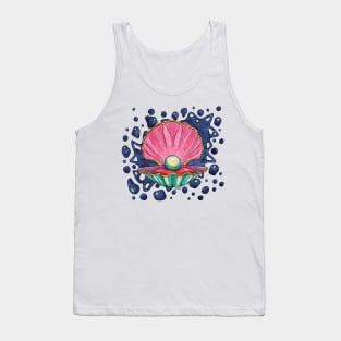 Cartoonish clam with pearl, bright seashell Tank Top